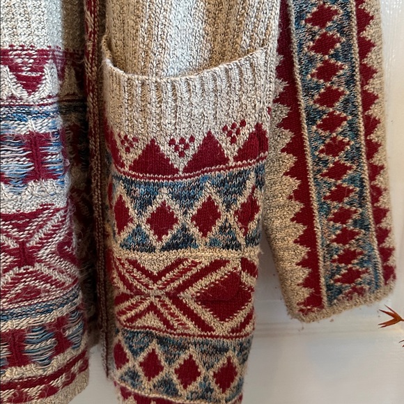 Lucky Brand Sz L Open front Cardigan with hood - Picture 5 of 9